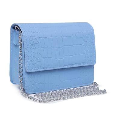 Imagem de Bolsa Croco Feminina com Alça de Corrente e Alça de Mão Tendência para o Dia a Dia e Festa