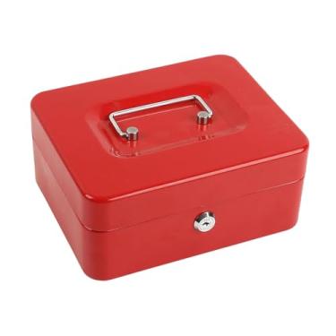 Imagem de Generic Cofre com fechadura, de, recipiente pequeno, caixa de armazenamento com fechadura, com chaves e bandeja removível para adultos e crianças, Vermelho