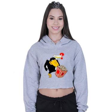 Imagem de Cropped Moletom Feminino Corvo Jubileu Pipoca - Lafre, Cinza, G