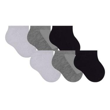 Imagem de Kit Com 6 Pares Meias Bebê Sapatilha Cano Curto Selene, Misto, P - 17 