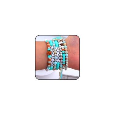 Imagem de GIGB PBDK Conjunto de pulseiras da amizade de vaqueira ocidental para mulheres, boho, botas de chapéu fofas, pulseiras elásticas com contas, pulseiras de surfista Heishi, joias Y2k Country Jewelry