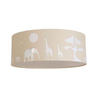 Imagem de Luminária Plafon Safari Savana Cúpula Tecido 40x15cm SKU 5840 - Tom Lu