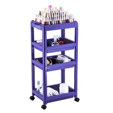 Imagem de Carrinho Auxiliar Manicure Para 120 Esmaltes Roxo Dompel