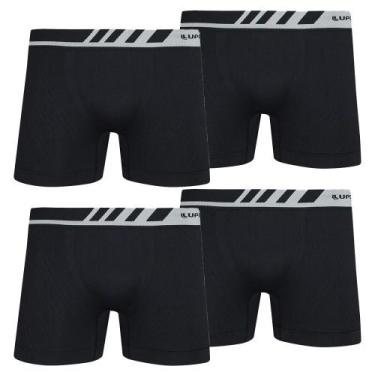 Imagem de Kit 4 cueca kids box infantil microfibra sem costura lupo, G, Preto