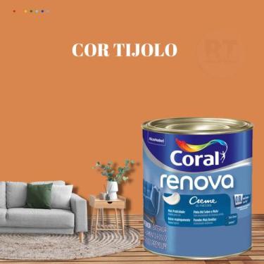 Imagem de Tinta de Parede Acrílica Coral Renova Cor Laranja 800ml Lavável Premiu