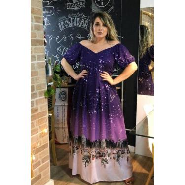 Imagem de Vestido Longo Thainá Roda Gigante Roxo Plus Size - Domenica Solazzo, R