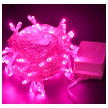 Imagem de Pisca Cordão 100 Luzes Rosa LED 8 Funções 9 Metros 220v