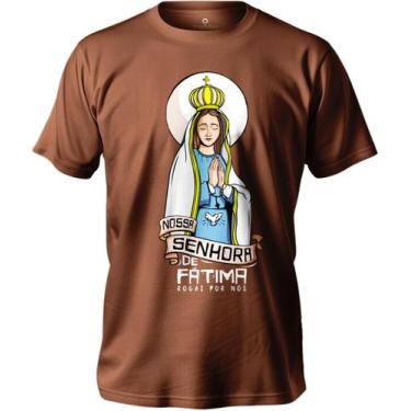 Imagem de Camiseta Católica Nossa Senhora De Fátima Feminina E Masculina Em Algo
