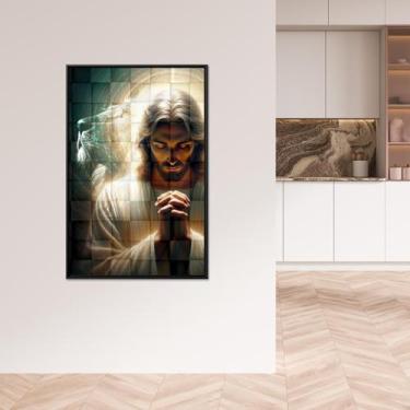 Imagem de Quadro Asas de Anjo com Moldura Canvas 63x93cm - RR Decor, Preto