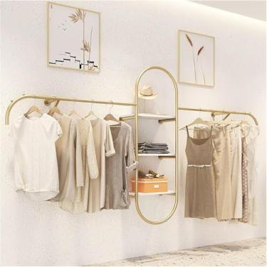 Imagem de Cremalheiras Criativas Do Vestuário Da Exposição Em Lojas De Roupa Do Boutique, Cremalheira Dourada Fixada Na Parede De Hging Da Roupa Da Mobília De Exposição Da Loja, D451, L:450cm