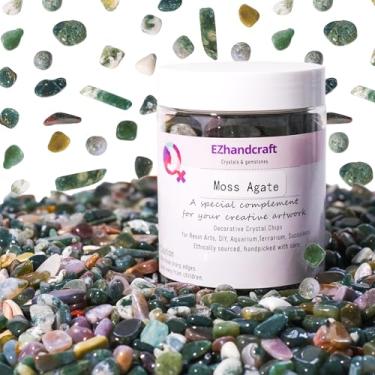 Imagem de EZhandcraft Lascas de cristal de ágata musgo 0,5 kg (mais de 1200 peças) – Cristais naturais de 5 a 8 mm para cascalho de aquário, substrato de terrário, cobertura suculenta, fabricação de joias e