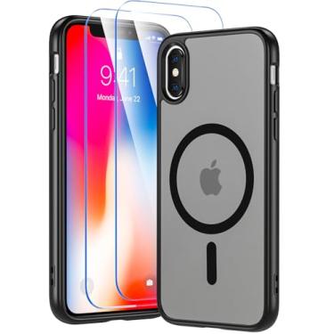 Imagem de Cum2giff Capa para iPhone X XS, capa para iPhone X com protetor de tela, capa para celular iPhone Xs compatível com Magsafe, capa magnética de grau militar à prova de choque e à prova de quedas, toque