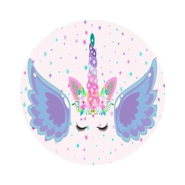 Imagem de Painel De Tecido Sublimado Redondo Unicórnio Lilás C/Elástico - Fabrik