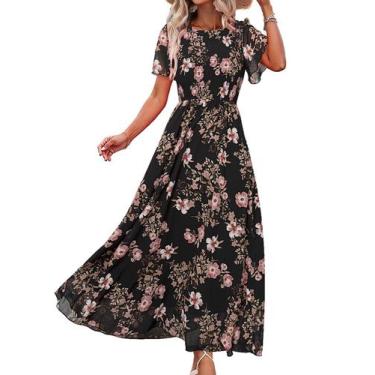 Imagem de Vestido de convidado de casamento de verão Simplee Floral A-line Long 