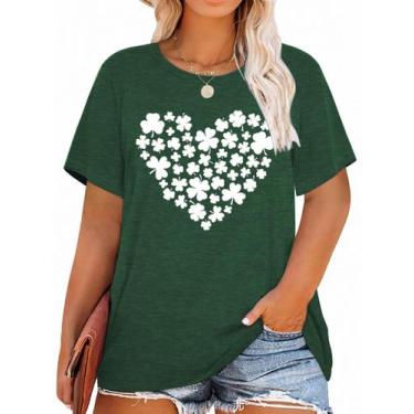 Imagem de Camiseta feminina MK Shop Limited St Patricks Day Heart Print