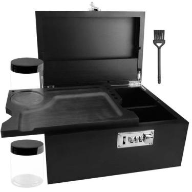 Imagem de Caixa de armazenamento MPROCU Large Bamboo com fechadura com potes e e