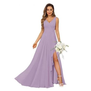 Imagem de Vestido Mikethon Chiffon Long Formal Wedding Guest roxo 26W