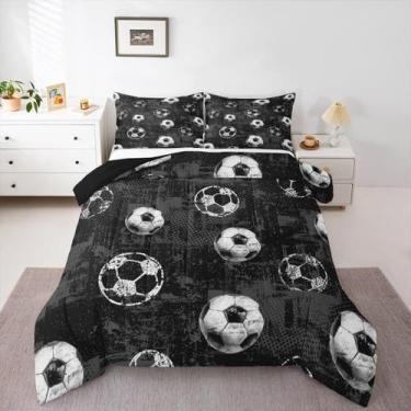 Imagem de Conjunto de edredom jejeloiu Boys 3D Soccer Queen Size Kids