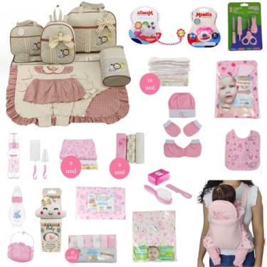 Imagem de KIT BOLSA MATERNIDADE 5 PEÇAS C/SAÍDA MATERNIDADE + ENXOVAL MASTER MENINA (Safari)