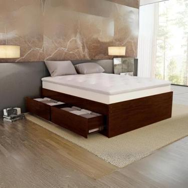 Imagem de Base Box 4 Gavetões Queen Size Madeira Maciça Alto Padrão Castanho - B