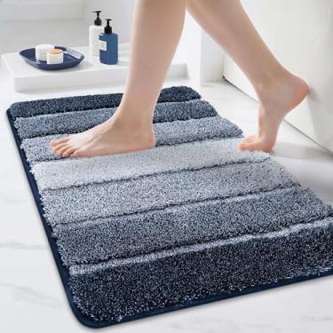 Imagem de COSY HOMEER Tapetes de banheiro 76.2 cm x 50.8 cm, tapete de banho absorvente ultra macio com suporte TPR antiderrapante, lavável na máquina tapete felpudo para piso de banheiro, azul escuro