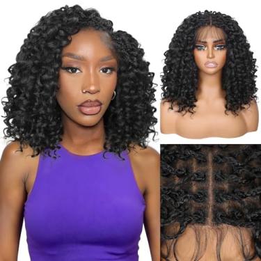 Imagem de Lady Miranda Perucas trançadas duplas de renda para mulheres negras, 30,5 cm, encaracolado, leve, sem nós, GoGo Curl Perucas sintéticas trançadas com cachos naturais (preto natural, 30,5 cm)
