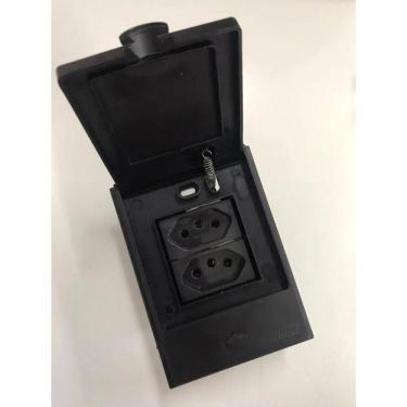 Imagem de 2X Tomada Dupla 20A 4X2 Com Tampa B Lácqua Preto Fosco Blux