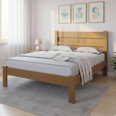 Imagem de Cama Madeira Maciça Luxuosa Estrutura Reforçada e Estilo Sofisticado E