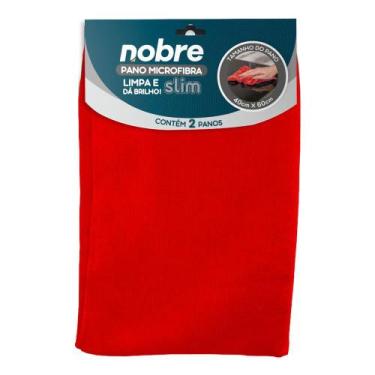 Imagem de Pano microfibra 40x60cm (pct c/ 2 un) vermelho Slim - Nobre