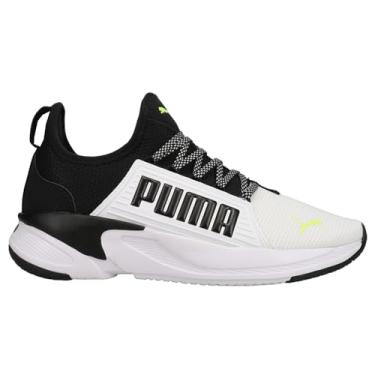 Imagem de PUMA Softride Premier Tênis de corrida masculino sem cadarço, Branco/Preto/Amarelo, 9.5