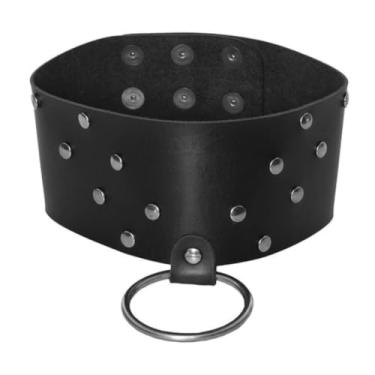 Imagem de Coleira Scandal Com Argola Acessório Sensual em Montana com Arrebites e Reguladores Niquelados DX1717 (PRETO)