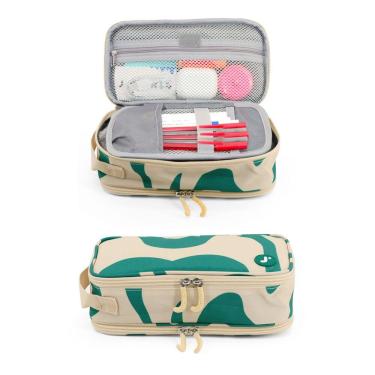 Imagem de Estojo para lápis J World Doodle com bolsos organizacionais verde