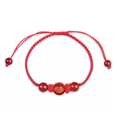 Imagem de Lerodite Pulseira chinesa de boa sorte, pulseira de ágata de corda vermelha ajustável traz saúde, riqueza e sorte para mulheres e homens (caixa de presente), One Size, Cordão vermelho, Sem Pedra