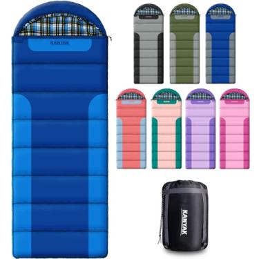 Imagem de Sacos de dormir para adultos, adolescentes, clima frio e quente, 3 estações, saco de dormir de flanela de algodão, leve, equipamento essencial para acampamento, caminhadas, atividades ao ar livre