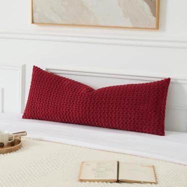 Imagem de Capa de almofada UGASA 35,5 x 91,6 cm, pacote com 1 capa de almofada de veludo cotelê grande retângulo longo retangular de Natal para cama, sofá, quarto, sala de estar, vinho