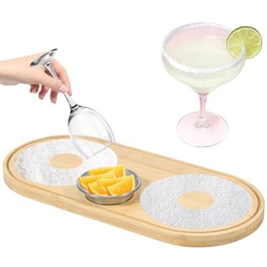 Imagem de Margarita Salt Rimmer Set Bamboo Bar Glass Rimmer com Recipiente de Especiarias de Aço Inoxidável Ferramenta de Bartender para Coquetel e Margarita 2 Rimmer Hole Cocktail Salt Rimmer para Copos Largos