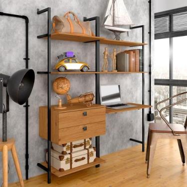 Imagem de Closet Estilo Industrial Siena 2 Gaveta Preto/cinam - Móveis Arapongas
