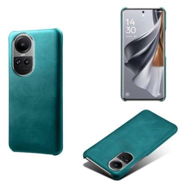 Imagem de Capa para OPPO Reno 10 Pro 5G,Proteção contra quedas,Casca de volta de cor sólida simples,Design de couro de imitação de plástico-Green
