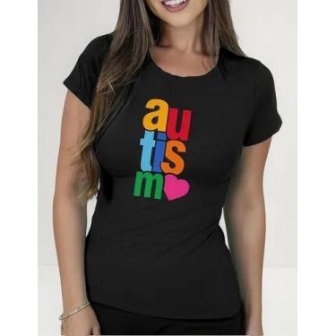 Imagem de Camiseta Camisa Algodão Feminina Masculina Adulto Campanha Abril Azul 