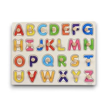 Imagem de Quebra-cabeça Encaixe Letras do Alfabeto Pinos de Madeira - Toy Mix