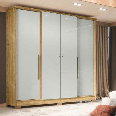 Imagem de Guarda Roupa Solteiro 4 Portas com Pés Mônaco Visão Móveis