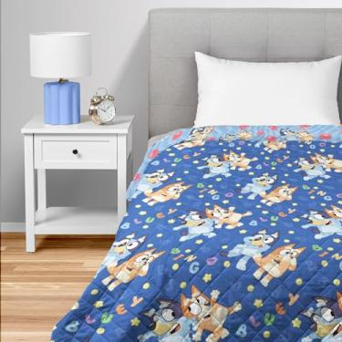 Imagem de NORTHWEST Cobertor acolchoado duplo Bluey Goofing Around – Cobertor oficial de desenho animado com azul, para adultos, meninos, meninas, cama, sofá ou sala de jogos, 152 x 203 centímetros