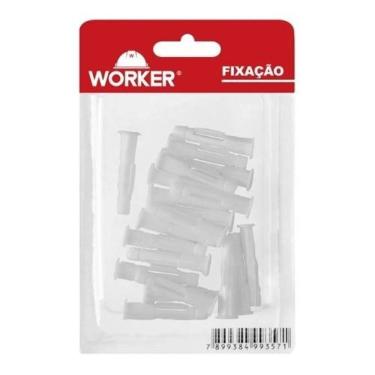 Imagem de Kit com 10 Buchas Plásticas de 8mm para Parede Maciça - Worker