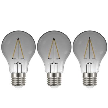 Imagem de Lâmpada Led Fumê 30W Iluminação Kit 3 unid. Decorativa Vintage Branco Quente Retrô Multifilamento Luz Casa Decoração