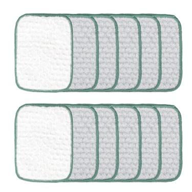 Imagem de 10 panos multiuso para lavar louça para secar e molhar, panos de limpeza de fio de camada dupla sem arranhões reutilizáveis almofadas de limpeza para pias de cozinha panelas panelas