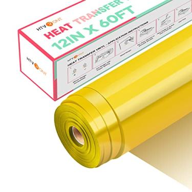 Imagem de HTVRONT Rolo de vinil amarelo de transferência de calor em vinil - 30,8 x 155,8 m amarelo HTV fácil de cortar e erva daninha para design de vinil térmico
