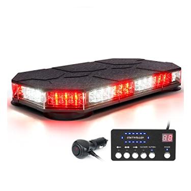 Imagem de LUMENIX Luzes de LED estroboscópicas de teto com montagem magnética de emergência de segurança no trânsito, aviso de segurança de arado piscando, para veículos de ambulância de bombeiros POV, caminhões de reboque, limpa-neve - branco vermelho