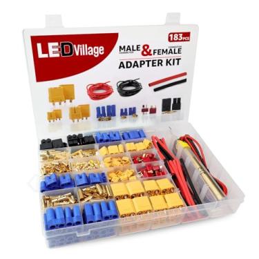 Imagem de Ledvillage 183 peças T-Plug / XT30 / XT60 / XT90 / EC3 / EC5 / TRX Kit de conectores adaptadores macho e fêmea 14 AWG fio de silicone e tubo termorretrátil para bateria RC Lipo motor ESC