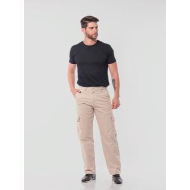 Imagem de Calça Masculina Cargo em Sarja 7888 Bege Claro - Macaw, Begeclaro, 48
