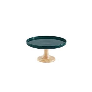 Imagem de Suporte de bolo, expositor de prato de bolo, giratório, suporte de frutas, prato de cerâmica verde escuro, bandeja de bolo, decoração de mesa de sobremesa, suporte de exibição de chá da tarde, buffet